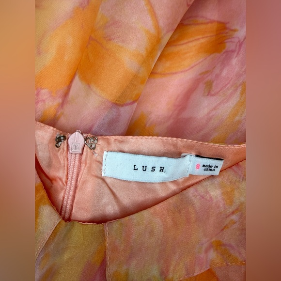 Lush Watercolor Tie-Dye Mini Dress - Pink & Orange - Picture 3 of 3
